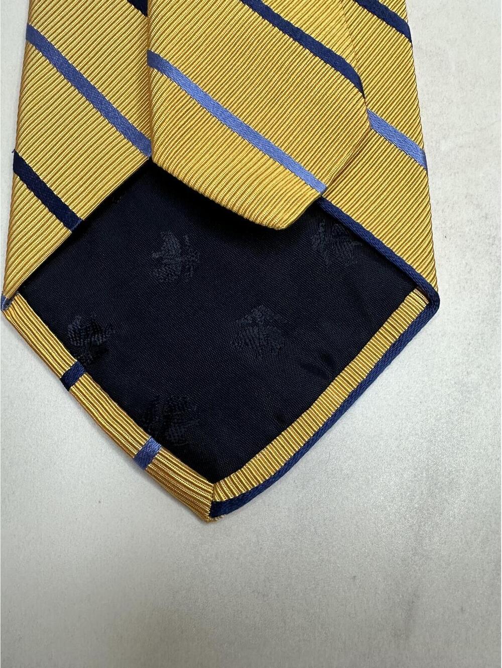 Brooks Brothers Makers yellow blue repp striped English silk-cotton blend tie - Picture 3 of 4